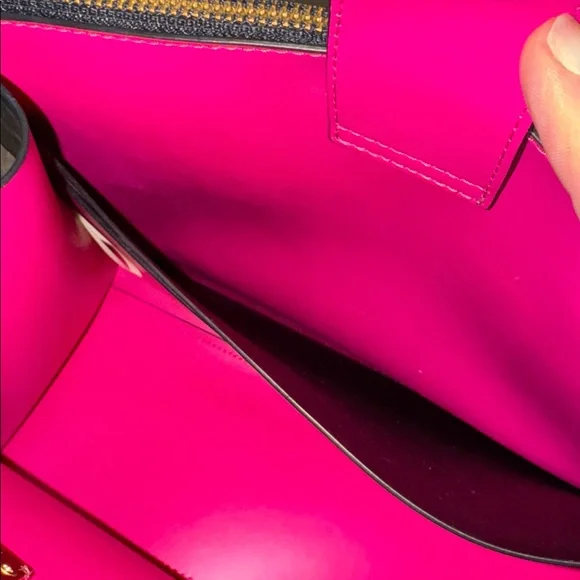 Kate Spade Bag Black Pink Leather Colorblock Tote Satchel - Picture 13 of 17